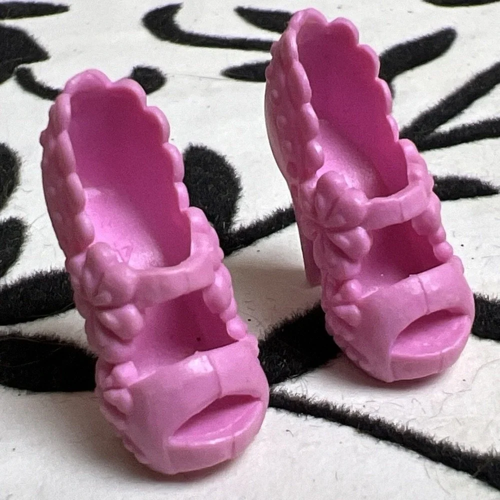 Barbie Fashionista Fashion Fever High Heels Pink Floral Peep Toe Doll‎ Shoes